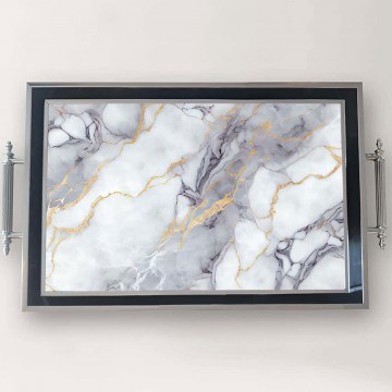 Serving Tray 244KNG1927 50x29x3,5cm Multi-White Aberto Design
