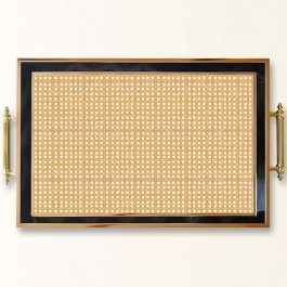Δίσκος Σερβιρίσματος Γυάλινος 244KNG1223 50x29x3,5cm Beige-White Aberto Design BEIGE-WHITE