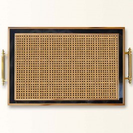 Δίσκος Σερβιρίσματος Γυάλινος 244KNG1224 50x29x3,5cm Beige-Black Aberto Design BEIGE-BLACK