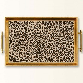 Glass Serving Tray 244KNG1492 50x29x3,5cm Multi-Gold Aberto Design MULTI-GOLD