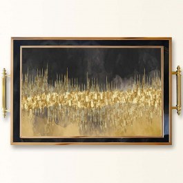 Δίσκος Σερβιρίσματος Γυάλινος 244KNG1156 50x29x3,5cm Black-Gold Aberto Design BLACK-GOLD