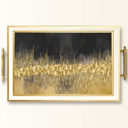Δίσκος Σερβιρίσματος Γυάλινος 244KNG1670 50x29x3,5cm Multi-Gold Aberto Design MULTI-GOLD