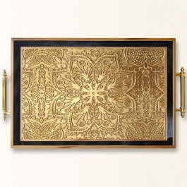 Δίσκος Σερβιρίσματος Γυάλινος 244KNG1184 50x29x3,5cm Black-Gold Aberto Design BLACK-GOLD