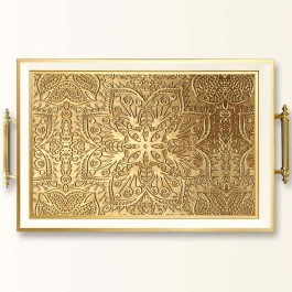 Δίσκος Σερβιρίσματος Γυάλινος 244KNG1698 50x29x3,5cm White-Gold Aberto Design WHITE-GOLD