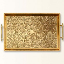 Δίσκος Σερβιρίσματος Γυάλινος 244KNG1527 50x29x3,5cm Gold Aberto Design GOLD