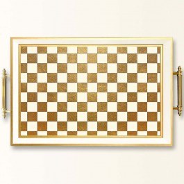 Δίσκος Σερβιρίσματος Γυάλινος 244KNG1757 50x29x3,5cm White-Gold Aberto Design WHITE-GOLD