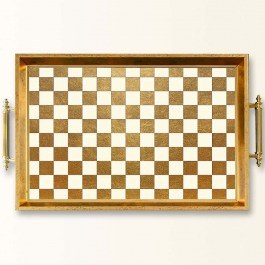Δίσκος Σερβιρίσματος Γυάλινος 244KNG1586 50x29x3,5cm Gold-White Aberto Design GOLD-WHITE