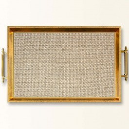 Δίσκος Σερβιρίσματος Γυάλινος 244KNG1534 50x29x3,5cm Beige-Gold Aberto Design BEIGE-GOLD