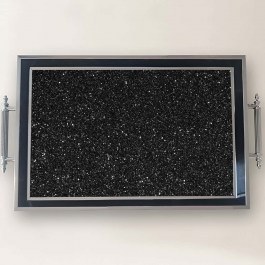 Δίσκος Σερβιρίσματος Γυάλινος 244KNG1787 50x29x3,5cm Black-Silver Aberto Design BLACK-SILVER