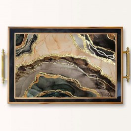 Δίσκος Σερβιρίσματος Γυάλινος 244KNG1828 50x29x3,5cm Multi-Gold Aberto Design MULTI-GOLD