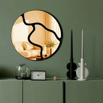 Wall Mirror 587MRX1125 48x48cm Black-Gold Wallity
