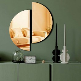 Καθρέπτης Τοίχου 587MRX1137 44x50cm Black-Gold Wallity GOLD