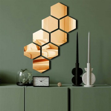 Καθρέπτης Τοίχου 587MRX1140 44x60cm Gold Wallity