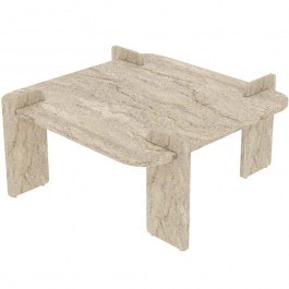 Coffee Table Afrolli 116SAM1507 90x90x35cm Travertine Beige BEIGE
