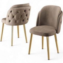 Chair Axle Babyface (Set 4Pcs) 240CHR1801 45x46x82cm Cappuccino-Gold CAPPUCCINO
