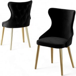 Chair Alpa Babyface (Set 4Pcs) 240CHR1819 45x46x91cm Black-Gold BLACK