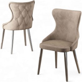 Chair Alpa Babyface (Set 4Pcs) 240CHR1826 45x46x91cm Cappuccino-Chrome CAPPUCCINO