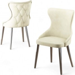 Chair Alpa Babyface (Set 4Pcs) 240CHR1823 45x46x91cm Cream-Chrome CREAM