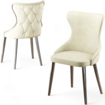 Chair Alpa Babyface (Set 4Pcs) 240CHR1823 45x46x91cm Cream-Chrome