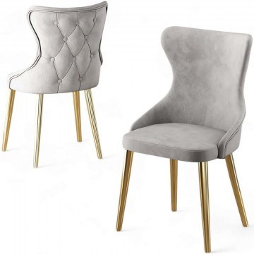 Chair Alpa Babyface (Set 4Pcs) 240CHR1820 45x46x91cm Grey-Gold