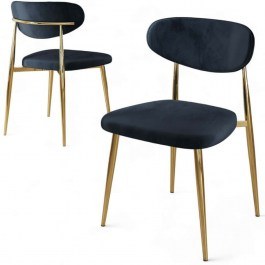 Καρέκλα Vina Babyface (Σετ 4Τμχ) 240CHR1857 50x47x88cm Anthracite-Gold ANTHRACITE