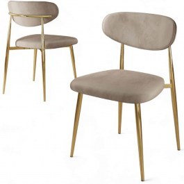 Καρέκλα Vina Babyface (Σετ 4Τμχ) 240CHR1861 50x47x88cm Cappuccino-Gold CAPPUCCINO