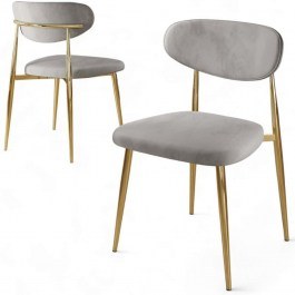 Καρέκλα Vina Babyface (Σετ 4Τμχ) 240CHR1860 50x47x88cm Grey-Gold GREY