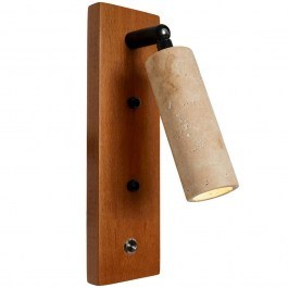 Φωτιστικό Τοίχου - Απλίκα Klein 823OLY1139 6,5x3x22cm 1xE14 40W Travertine Beige-Oak Opviq OAK