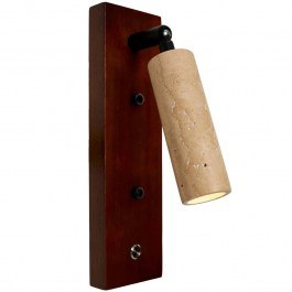 Φωτιστικό Τοίχου - Απλίκα Klein 823OLY1138 6,5x3x22cm 1xE14 40W Travertine Beige-Walnut Opviq WALNUT