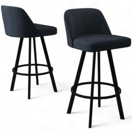 Bar Stools Atex Babyface (Set 4Pcs) 240CHR1877 46x42x105cm Anthracite-Black ANTHRACITE