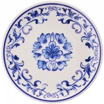 Dessert Plate Flower (Set 6Pcs) 471PST1121 19,3x19,3x2cm White-Blue Hermia