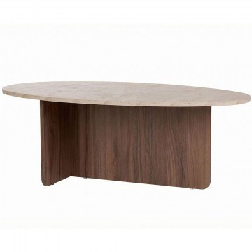 Coffee Table Orba 563NRD1402 120x65x40cm Travertine Beige-Walnut