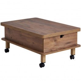 Extendable Coffee Table With Wheels Dy Adt 331KVN1113 90x60x40cm Pine Natural NATURAL