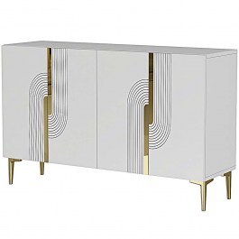 Μπουφές Meyra 555CHM1352 120x32x75cm White-Gold WHITE-GOLD