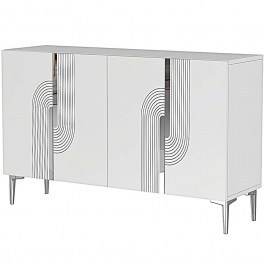 Μπουφές Meyra 555CHM1355 120x32x75cm White-Silver WHITE