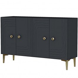 Μπουφές Lessi 555CHM1357 120x32x75cm Anthracite-Gold ANTHRACITE