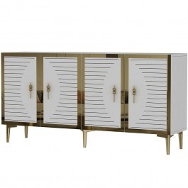 Μπουφές Tuna 555CHM1316 150x32x75cm White-Gold WHITE