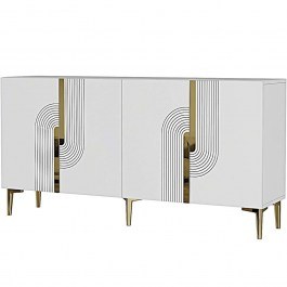 Μπουφές Meyra 555CHM1347 150x32x75cm White-Gold WHITE-GOLD