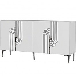 Μπουφές Meyra 555CHM1348 150x32x75cm White-Silver WHITE
