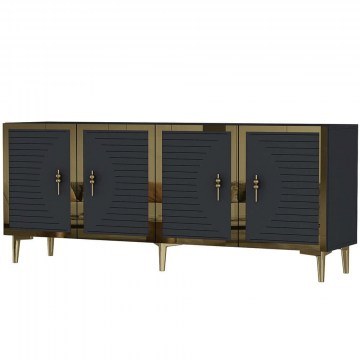 Μπουφές Tuna 555CHM1318 180x32x75cm Anthracite-Gold