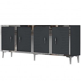 Μπουφές Tuna 555CHM1330 180x32x75cm Anthracite-Silver ANTHRACITE