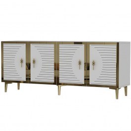 Μπουφές Tuna 555CHM1319 180x32x75cm White-Gold WHITE-GOLD