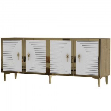 Μπουφές Tuna 555CHM1320 180x32x75cm Oak-White-Gold