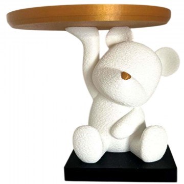 Διακοσμητικός Δίσκος Cutie Bear 727FRN1110 14x14x16cm White-Gold Aberto Design