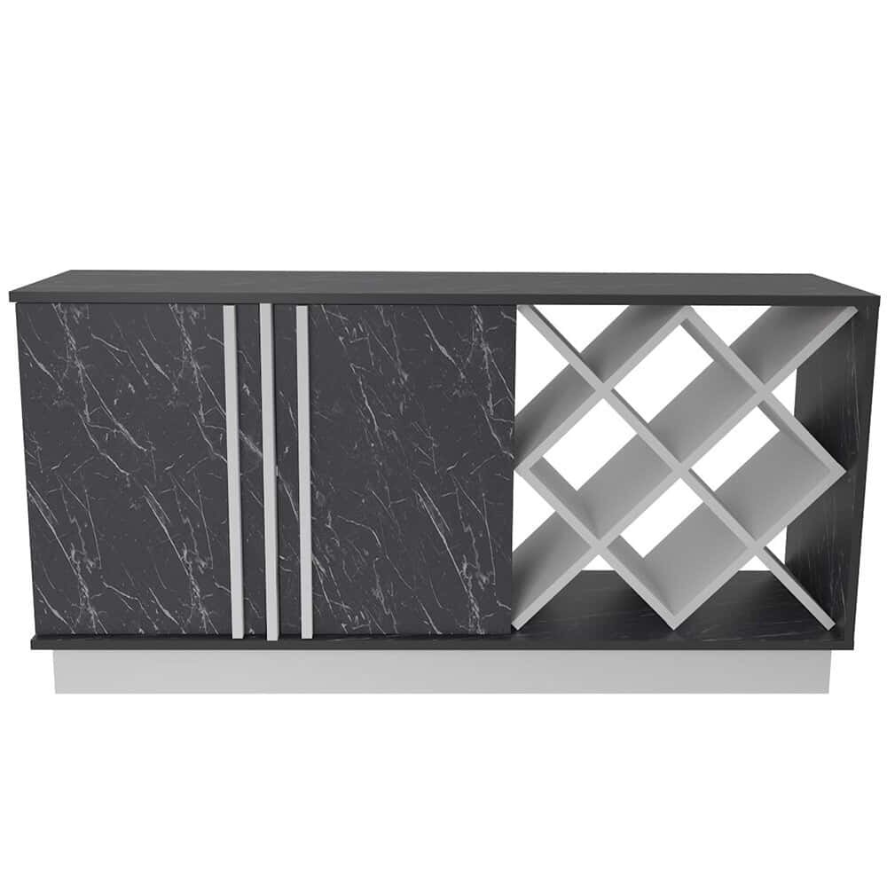 Μπουφές Luna 875ZNA3518 148x40x70cm Marble Effect Black-White