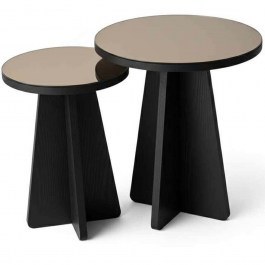 Side Tables Luna (Set 2Pcs) 552NOS2590 D40x50/30x45cm Bronze-Black BLACK