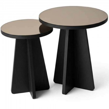 Τραπεζάκια Βοηθητικά Luna (Σετ 2Τμχ) 552NOS2590 Φ40x50/30x45cm Bronze-Black