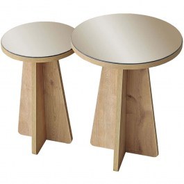 Side Tables Luna (Set 2Pcs) 552NOS1488 D40x50/30x45cm Bronze-Oak OAK