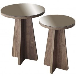 Side Tables Luna (Set 2Pcs) 552NOS2284 D40x50/30x45cm Bronze-Walnut WALNUT