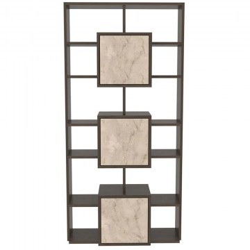 Βιβλιοθήκη Monaco 875ZNA3664 85x20x176cm Walnut-Travertine Beige